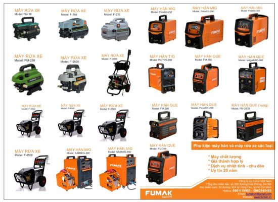 Catalogue máy hàn, máy rửa xe Fumak năm 2026
