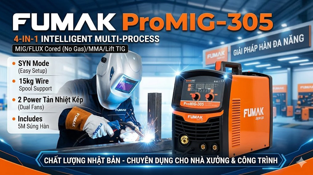 SIÊU PHẨM MÁY HÀN CÔNG NGHIỆP 4-TRONG-1: FUMAK PROMIG-305 – ĐỈNH CAO CÔNG NGHỆ NHÀ XƯỞNG!